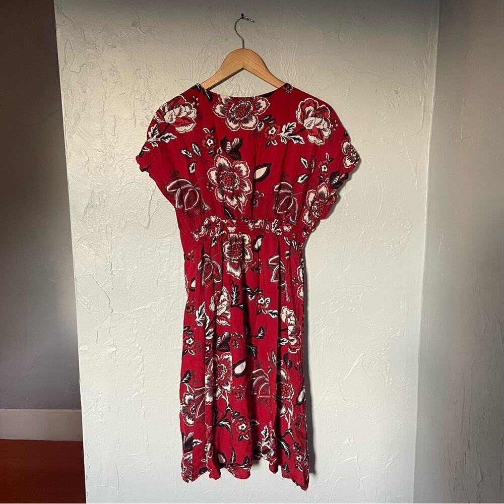 Angie Red Floral Flutter Sleeve Miss Honey Button Front Sundress sz Medium - Picture 6 of 6